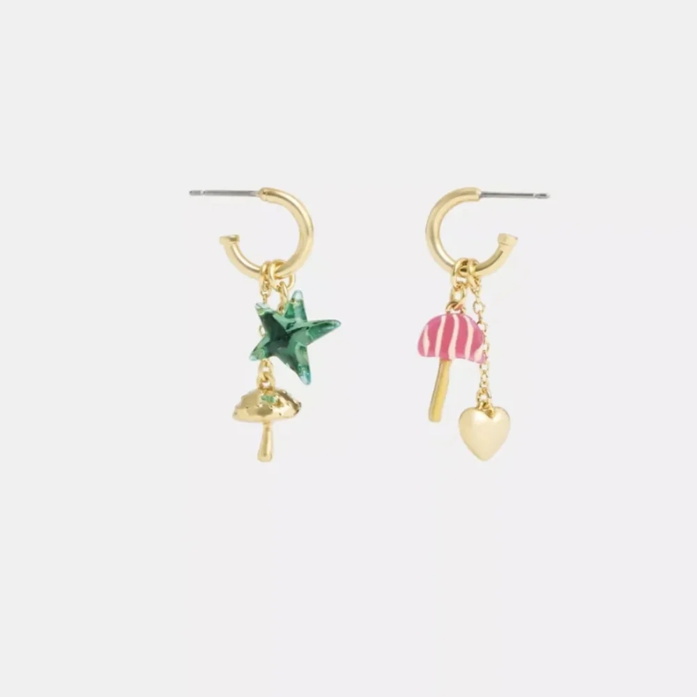Coach Coach X Observed By Us Mismatch Star And Mushroom Huggie Earrings - Picture 3 of 3